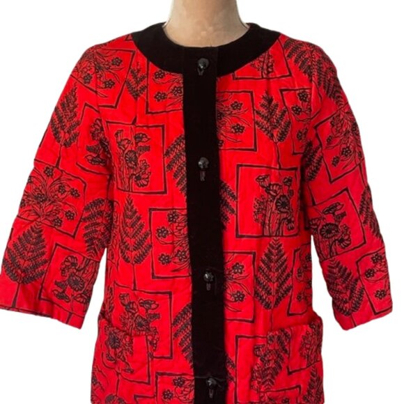 Vintage Evelyn Pearson Quilted & Velvet Loungewear Dress Robe Small/Medium - Picture 2 of 11